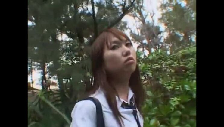 野外での美貌の日本人娘